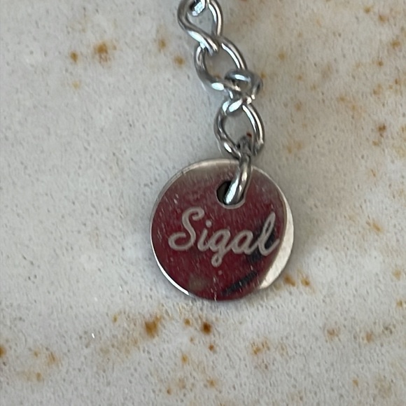 SIGAL BUCKLE CRYSTAL Silver Multi-Strand Triple Chain Necklace ~ 18” - Picture 7 of 8